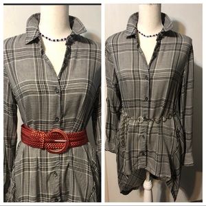 Max Studio Hi/lo shirt dress(S) bk/wht plaid